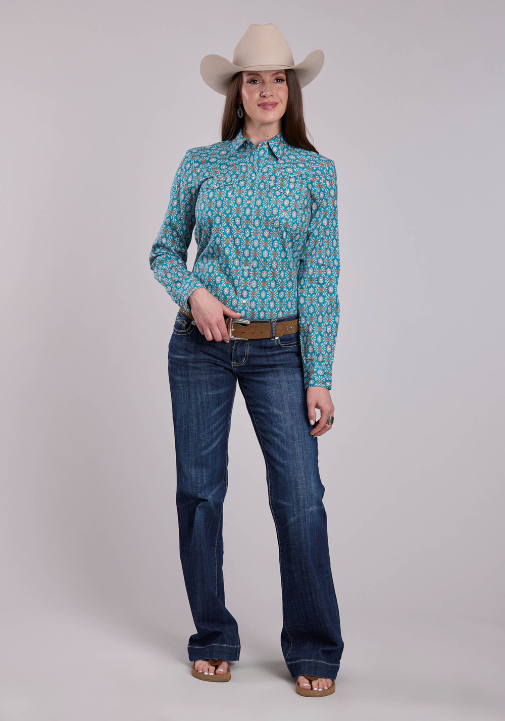 WOMENS ROPER VINTAGE ORNATE PAISLEY LONG SLEEVE SNAP SHIRT