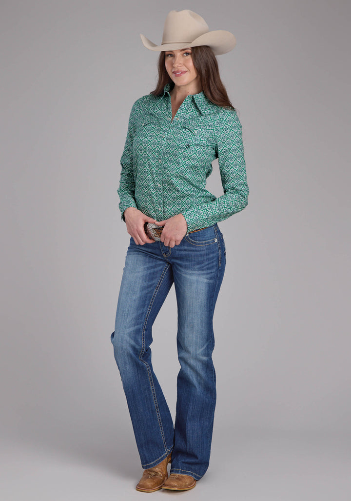 WOMENS JADE MEDALLION LONG SLEEVE SNAP WESTERN SHIRT