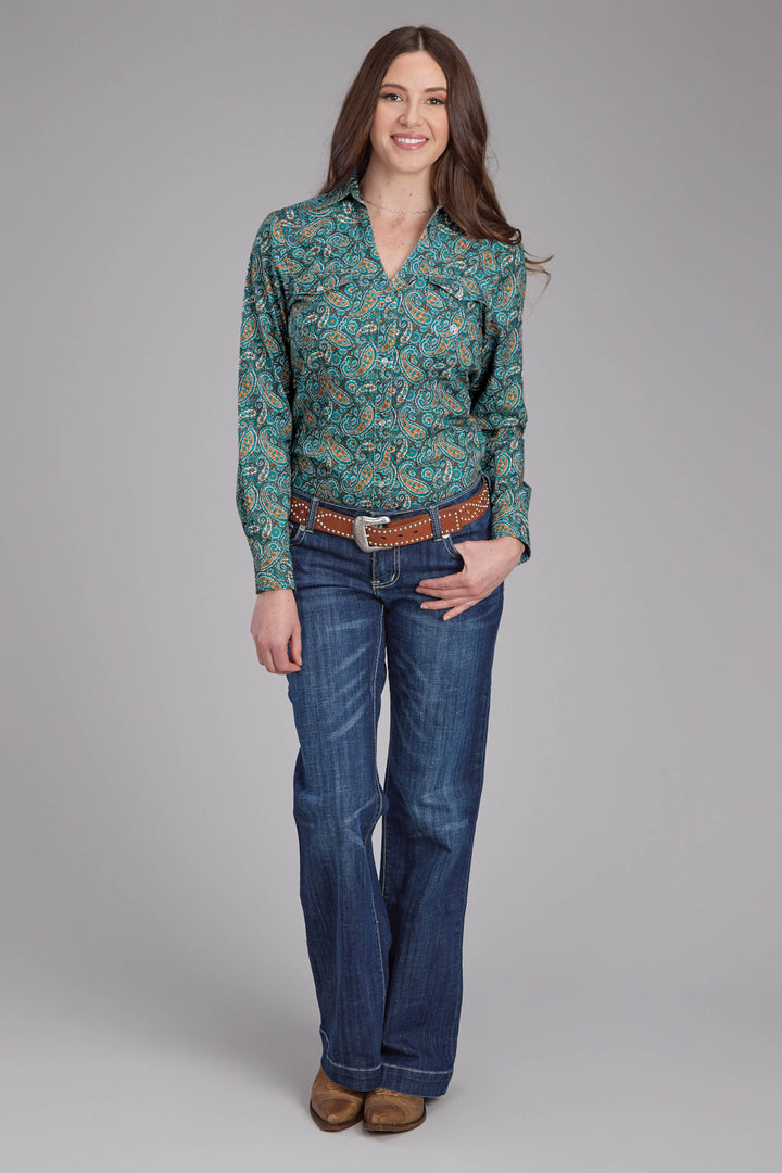 WOMENS DUSK PAISLEY LONG SLEEVE SNAP WESTERN SHIRT
