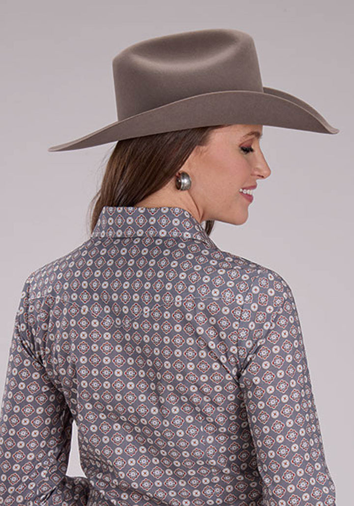 WOMENS MEDALLION FOULARD LONG SLEEVE SNAP WESTERN SHIRT