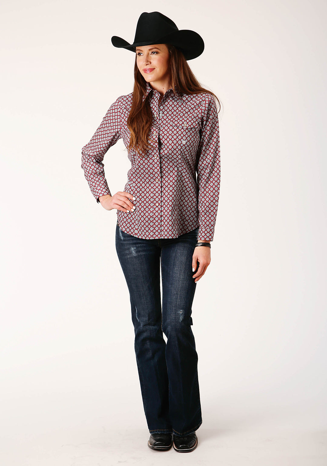WOMENS CLASSIC FOULARD LONG SLEEVE SNAP WESTERN SHIRT