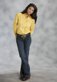 WOMENS YELLOW SOLID LONG SLEEVE WESTERN SNAP SHIRT