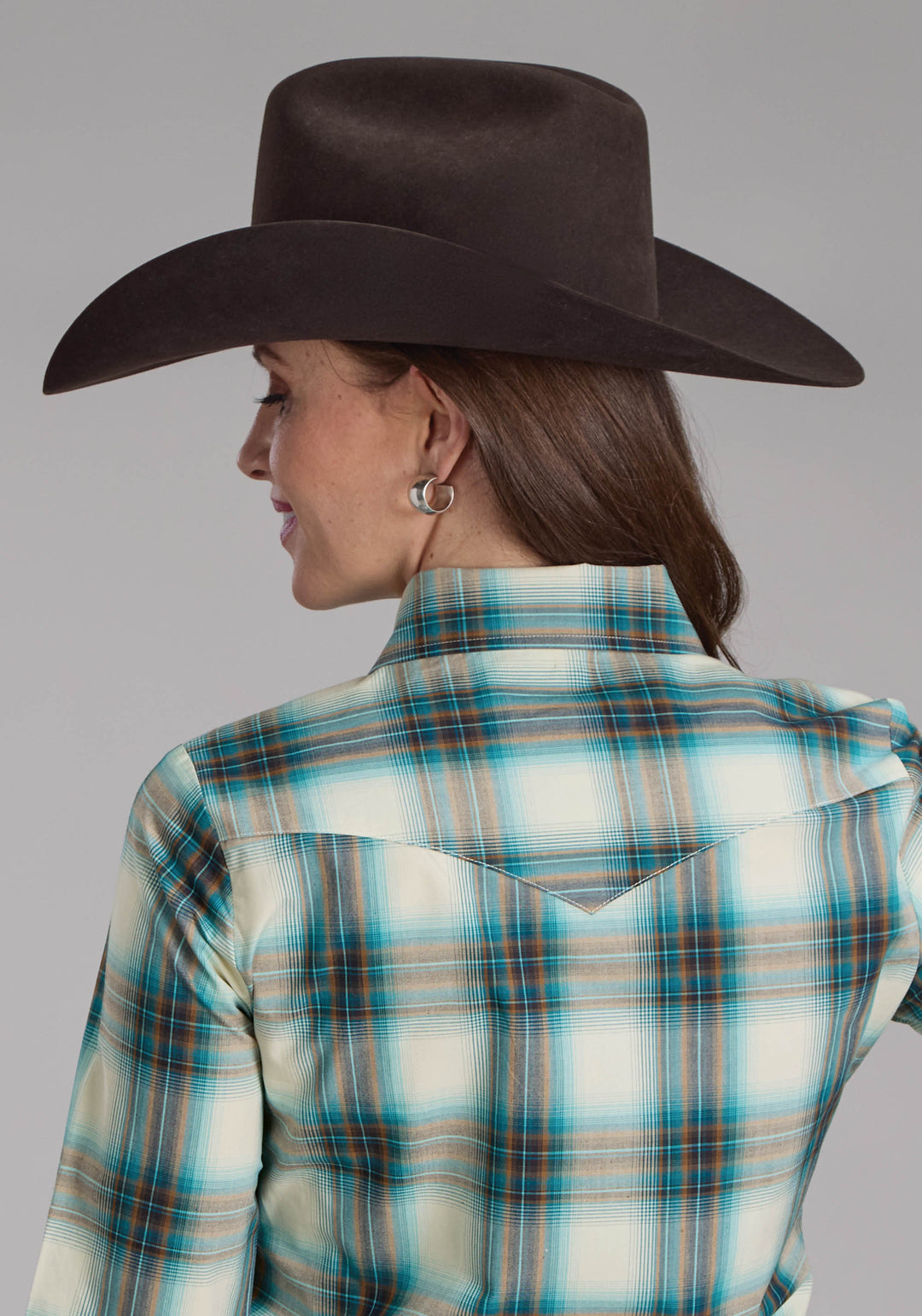 WOMENS TAOS OMBRE PLAID LONG SLEEVE SNAP WESTERN SHIRT