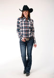 WOMENS LONG SLEEVE SNAP WEST PLAID WESTERN SHIRT