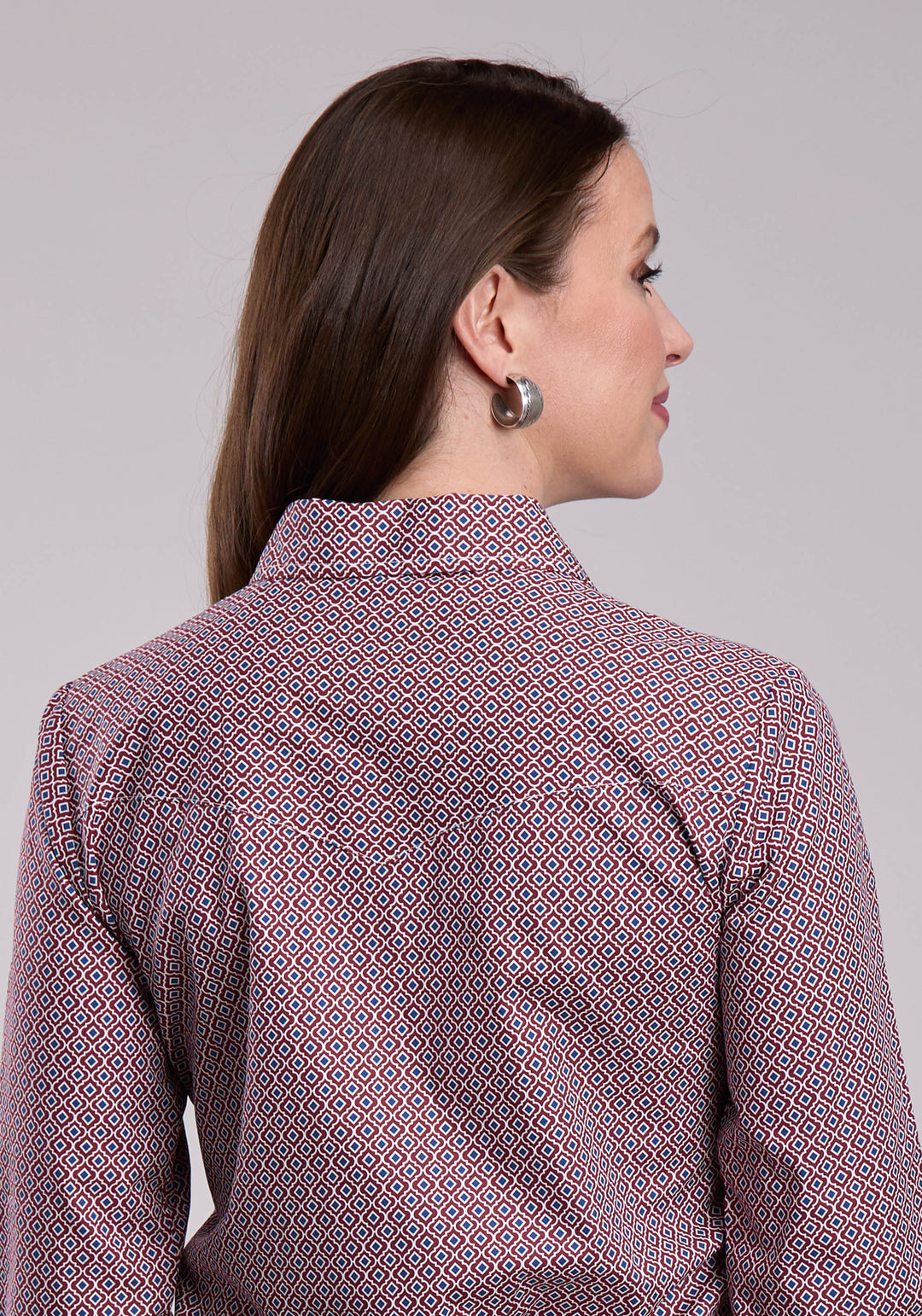 WOMENS ROPER RED TILE FOULARD LONG SLEEVE BUTTON SHIRT