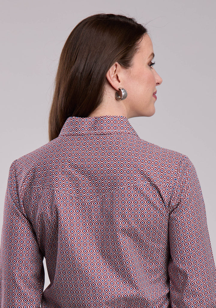 WOMENS ROPER RED TILE FOULARD LONG SLEEVE BUTTON SHIRT