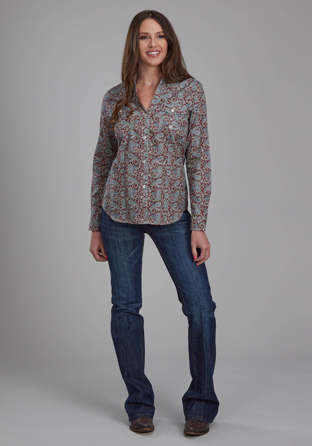 WOMENS ORCHARD PAISLEY LONG SLEEVE BUTTON WESTERN SHIRT