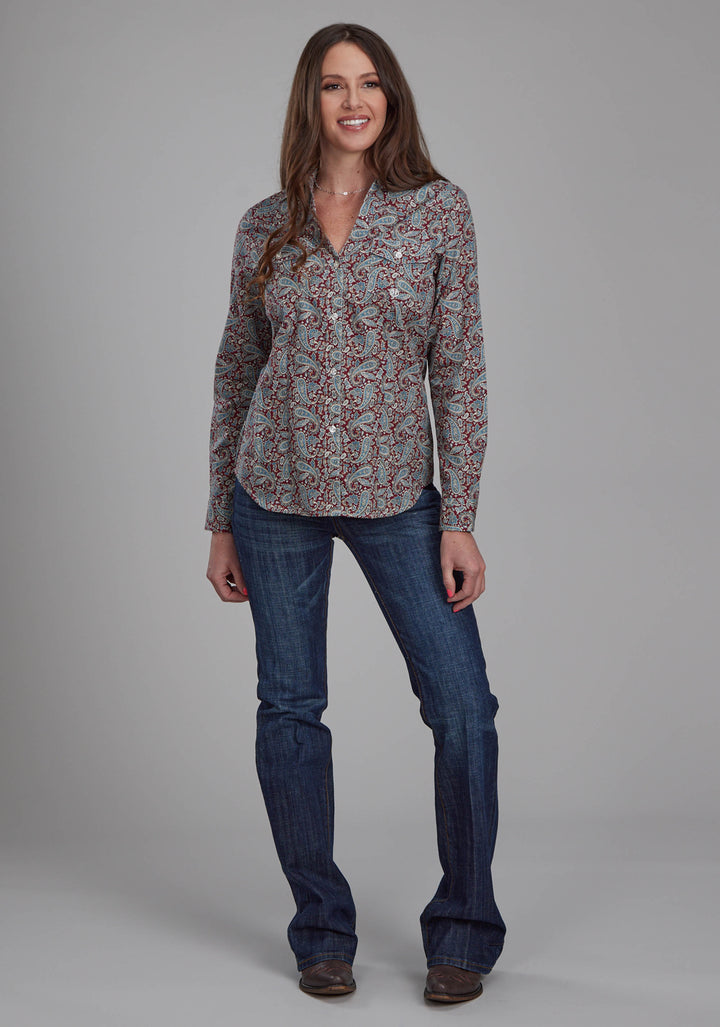 WOMENS ORCHARD PAISLEY LONG SLEEVE BUTTON WESTERN SHIRT