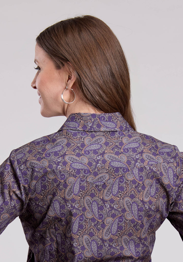 WOMENS LONG SLEEVE BUTTON PURPLE HAZE PAISLEY WESTERN SHIRT