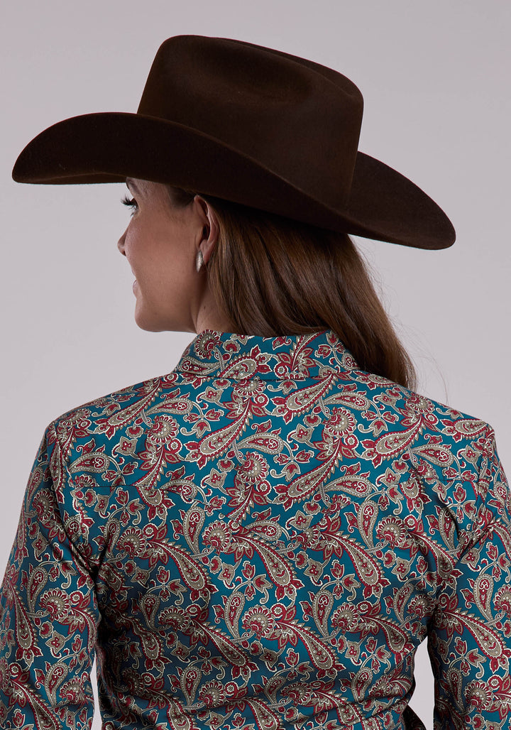 WOMENS ROPER HICKORY PAISLEY WESTERN BUTTON UP SHIRT