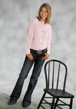 WOMENS PINK SOLID LONG SLEEVE WESTERN BUTTON SHIRT