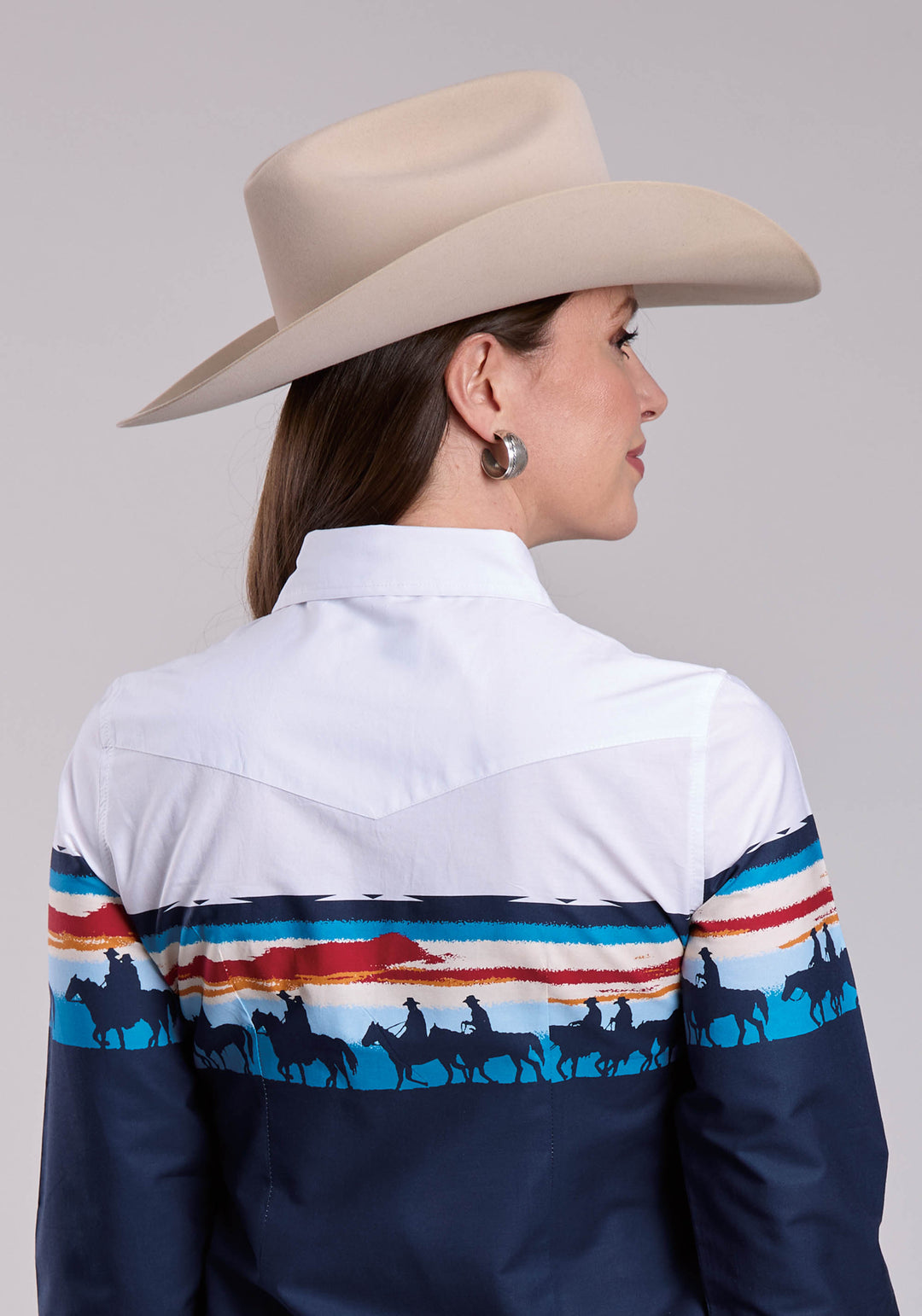 WOMENS ROPER SUNSET BORDER LONG SLEEVE SNAP SHIRT