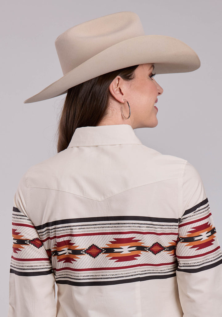 WOMENS ROPER AZTEC BORDER LONG SLEEVE SNAP SHIRT