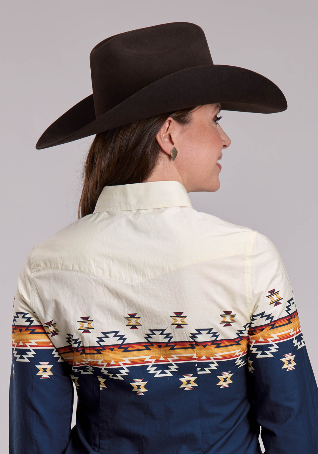 WOMENS ROPER OMBRE AZTEC BORDER WESTERN BUTTON UP SHIRT