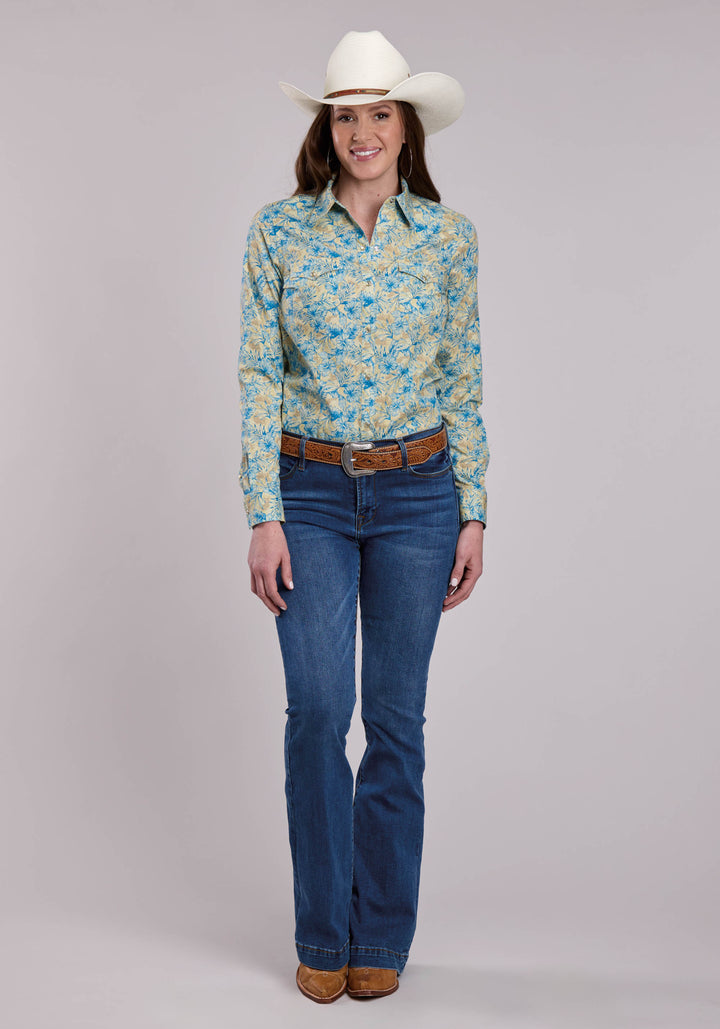 WOMENS ROPER HIBISCUS DREAMS PRINT LONG SLEEVE SNAP SHIRT