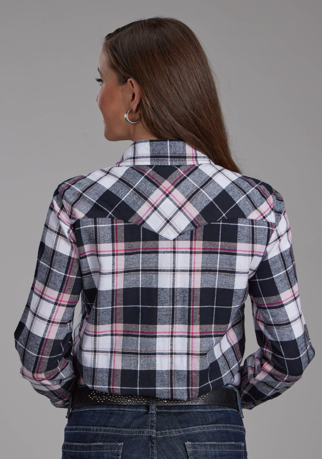 WOMENS UNLINED FLANNEL SHIRT LONG SLEEVE SNAP WESTERN SHIRT