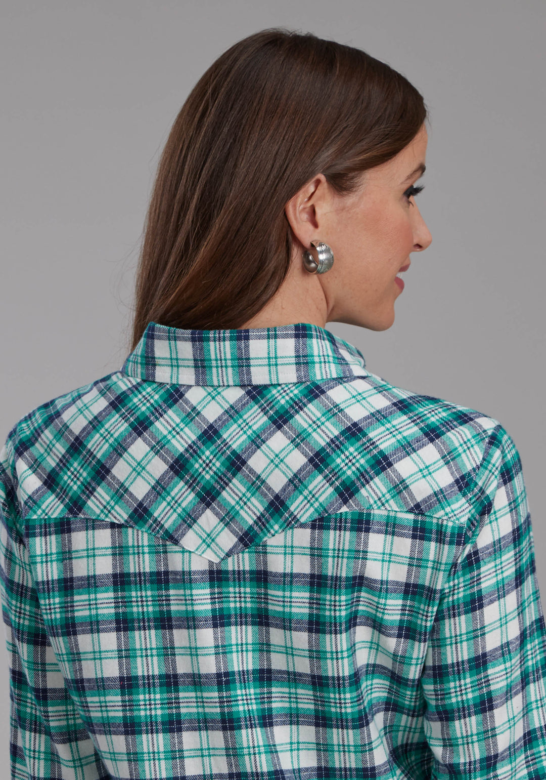 WOMENS UNLINED FLANNEL SHIRT LONG SLEEVE SNAP WESTERN SHIRT