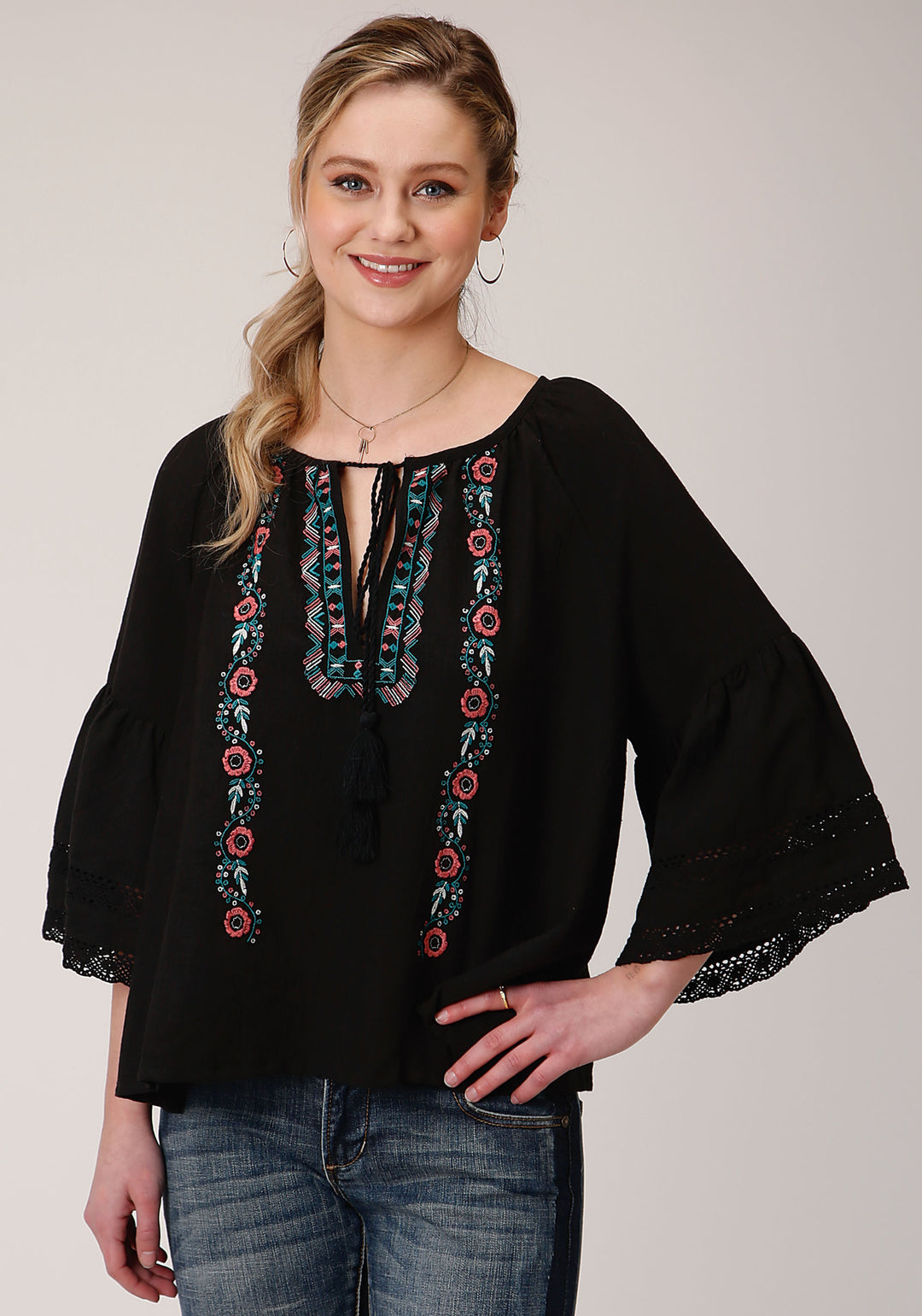 WOMENS LONG SLEEVE COTTON BLEND  BLOUSE