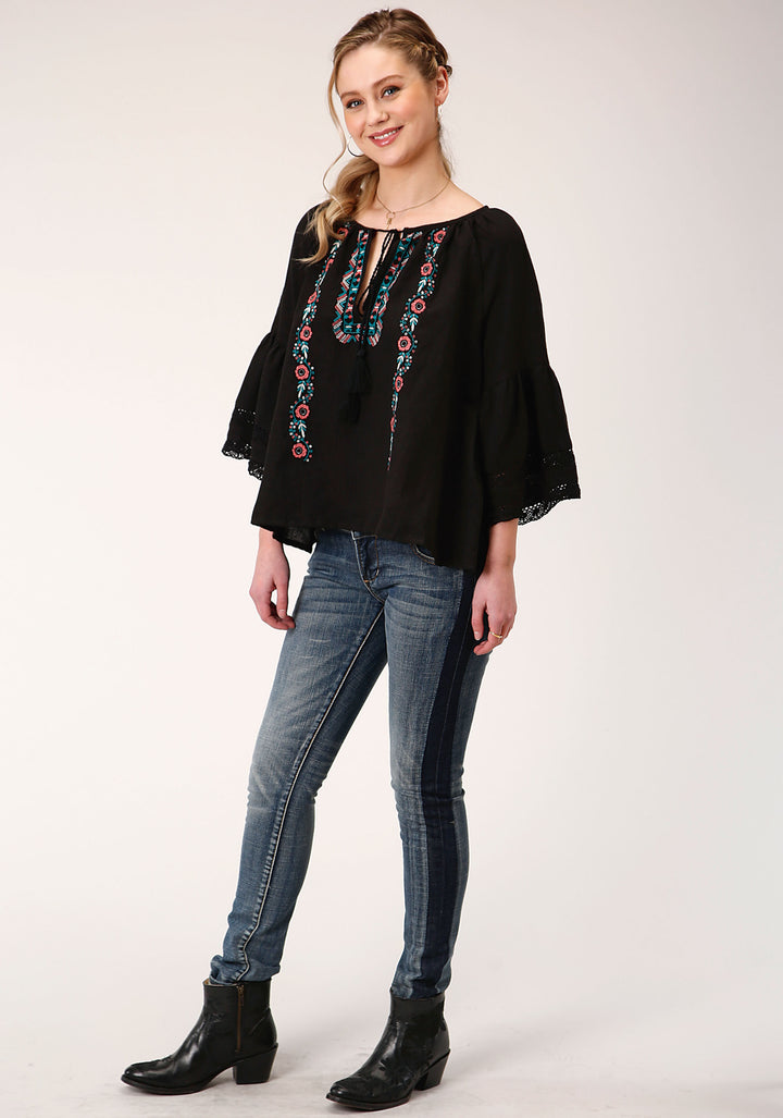 WOMENS LONG SLEEVE COTTON BLEND  BLOUSE