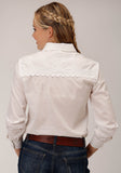 WOMENS LONG SLEEVE WHITE CAMBRIC COTTON WSTN BLOUSE