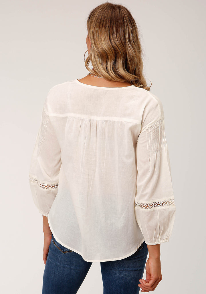 WOMENS LONG SLEEVE VOILE L S PEASANT  BLOUSE