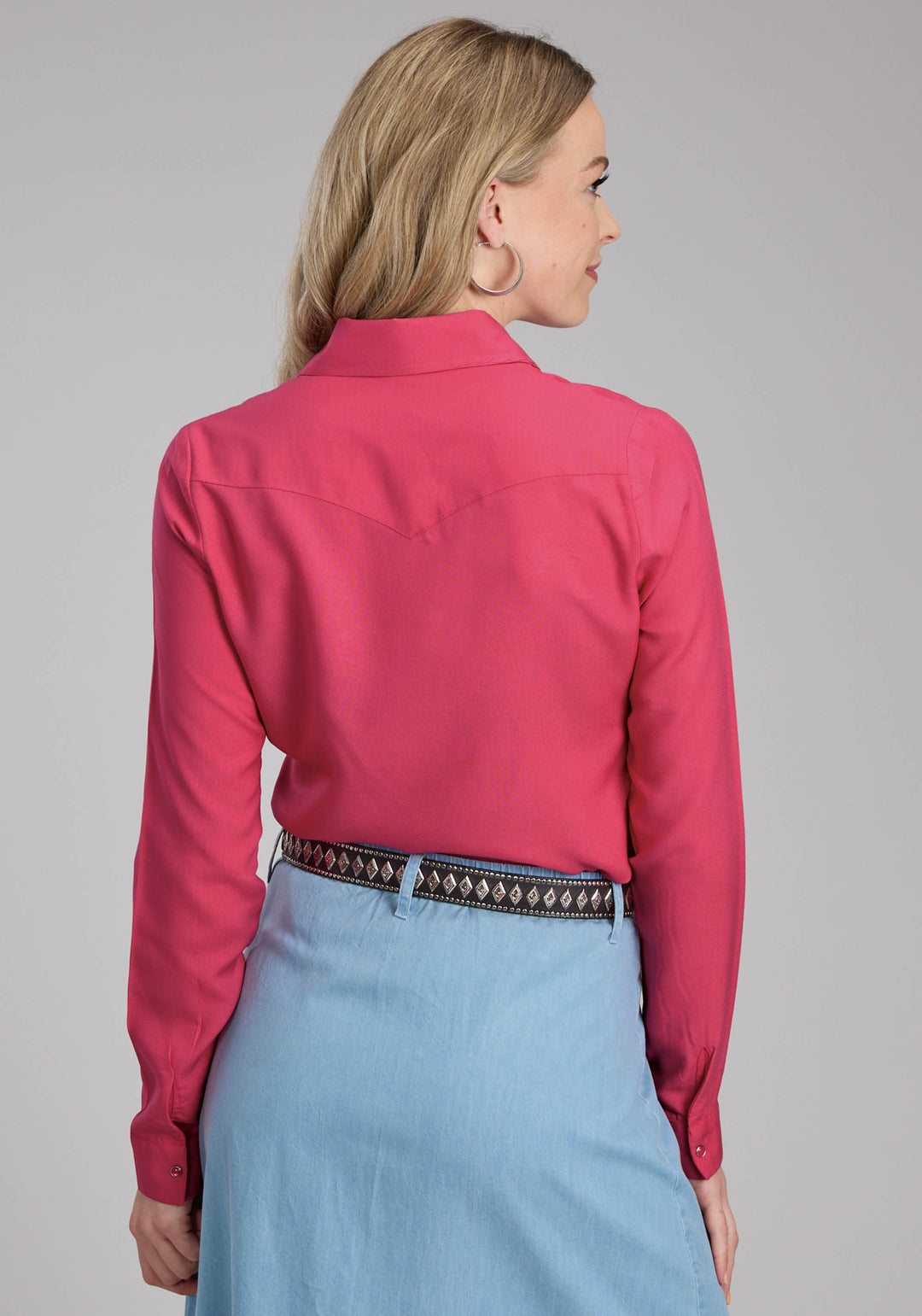 WOMENS RAYON CHALLIS BLOUSE LONG SLEEVE SNAP WESTERN SHIRT