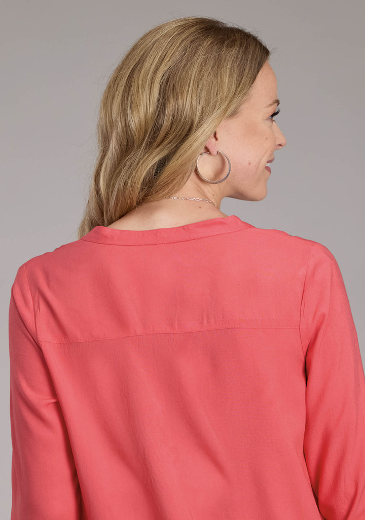 WOMENS RAYON CHALLIS SHIRT LONG SLEEVE PULLOVER WESTERN SHIRT