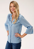 WOMENS COTTON/VISCOSE GEORGETTE BLOUSE