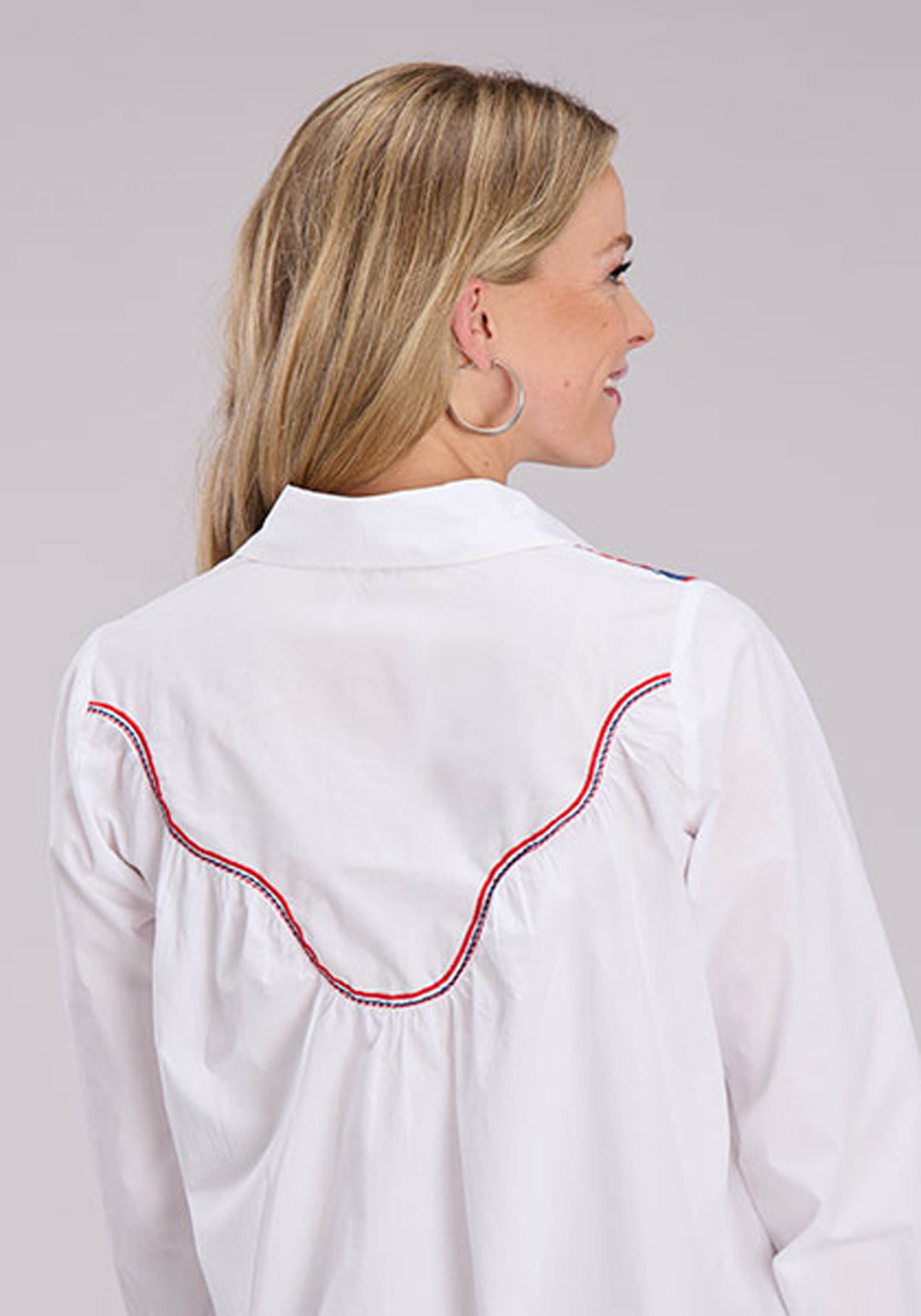 WOMENS COTTON POPLIN BLOUSE LONG SLEEVE BUTTON WESTERN SHIRT