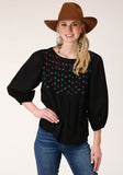 WOMENS LONG SLEEVE COTTON PEASANT BLOUSE