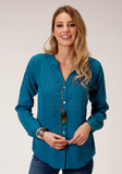 WOMENS LONG SLEEVE SHIRT BUTTON POLY CREPE