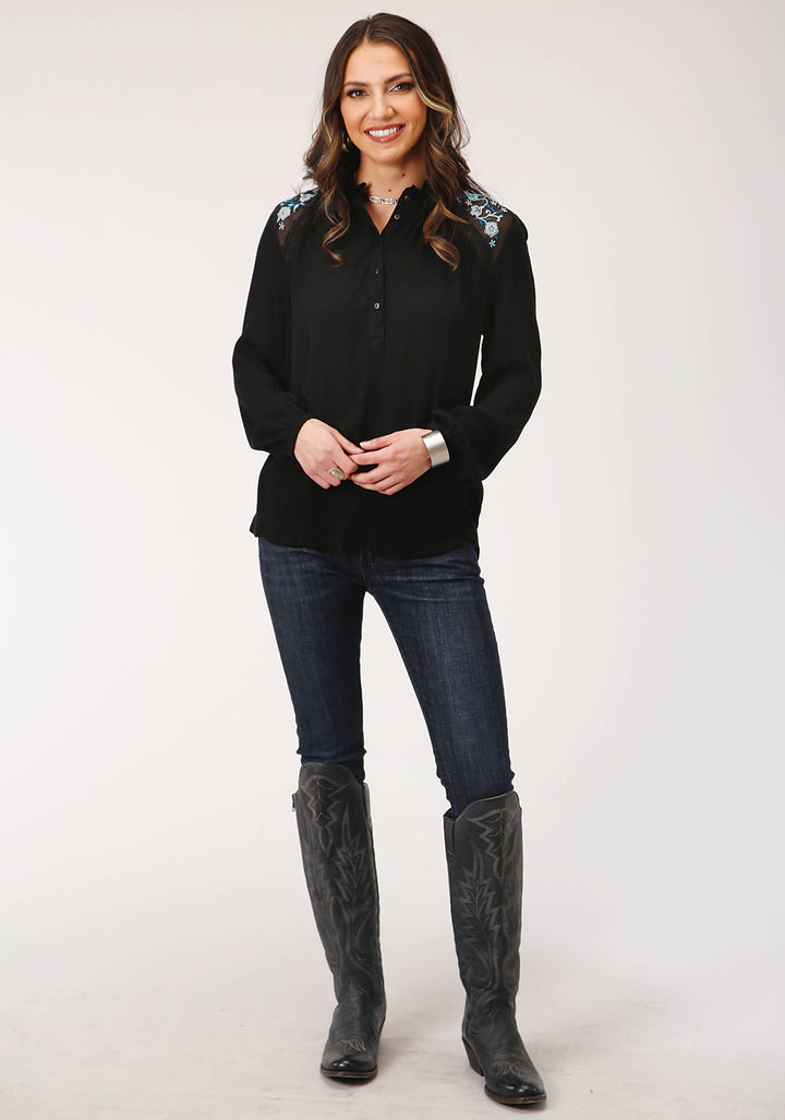 WOMENS LONG SLEEVE CRINKLE RAYON  BLOUSE