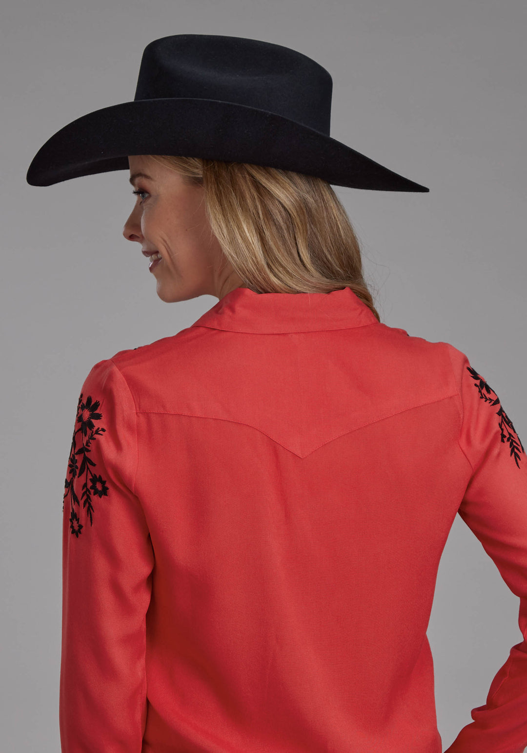 WOMENS SOLID RAYON CHALLIS SHIRT LONG SLEEVE SNAP WESTERN SHIRT