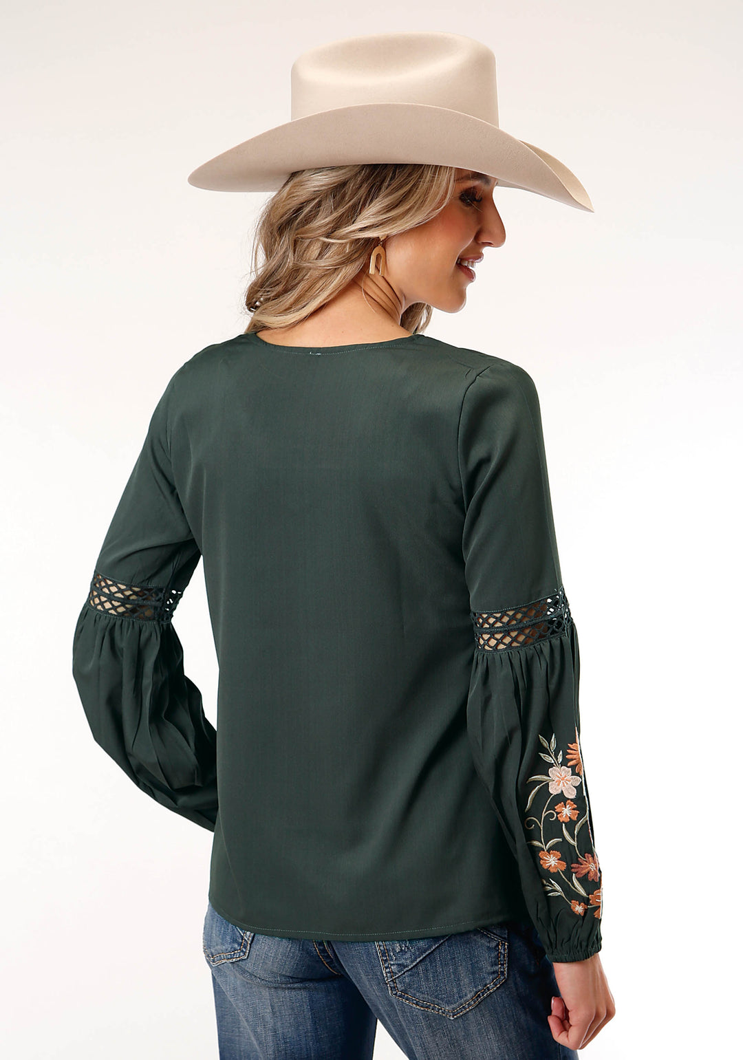 WOMENS LONG SLEEVE CHARCOAL GREY POLY CREPE  BLOUSE