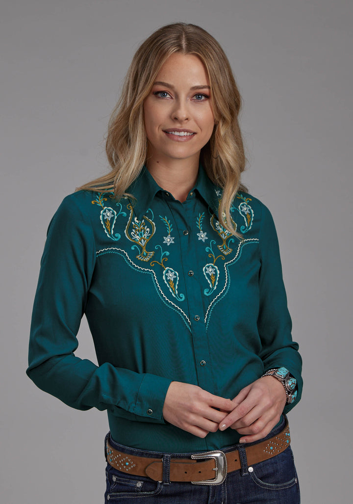 WOMENS RAYON CHALLIS SHIRT LONG SLEEVE SNAP WESTERN SHIRT