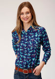 WOMENS LONG SLEEVE SNAP  PRINT RAYON LONG SLEEVE  WESTERN  WESTERN SHIRT
