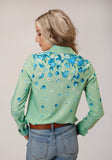 WOMENS LONG SLEEVE SUMMER FLORAL BRDR PRINT AMER CREPE BLOUSE