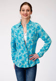 WOMENS LONG SLEEVE SNAP  STAR PRINTED RAYON  WESTERN SHIRT