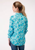 WOMENS LONG SLEEVE SNAP  STAR PRINTED RAYON  WESTERN SHIRT