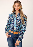 WOMENS LONG SLEEVE SNAP  MODERN AZTEC PRINT WESTERN  WESTERN SHIRT