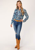 WOMENS LONG SLEEVE SNAP  MODERN AZTEC PRINT WESTERN  WESTERN SHIRT