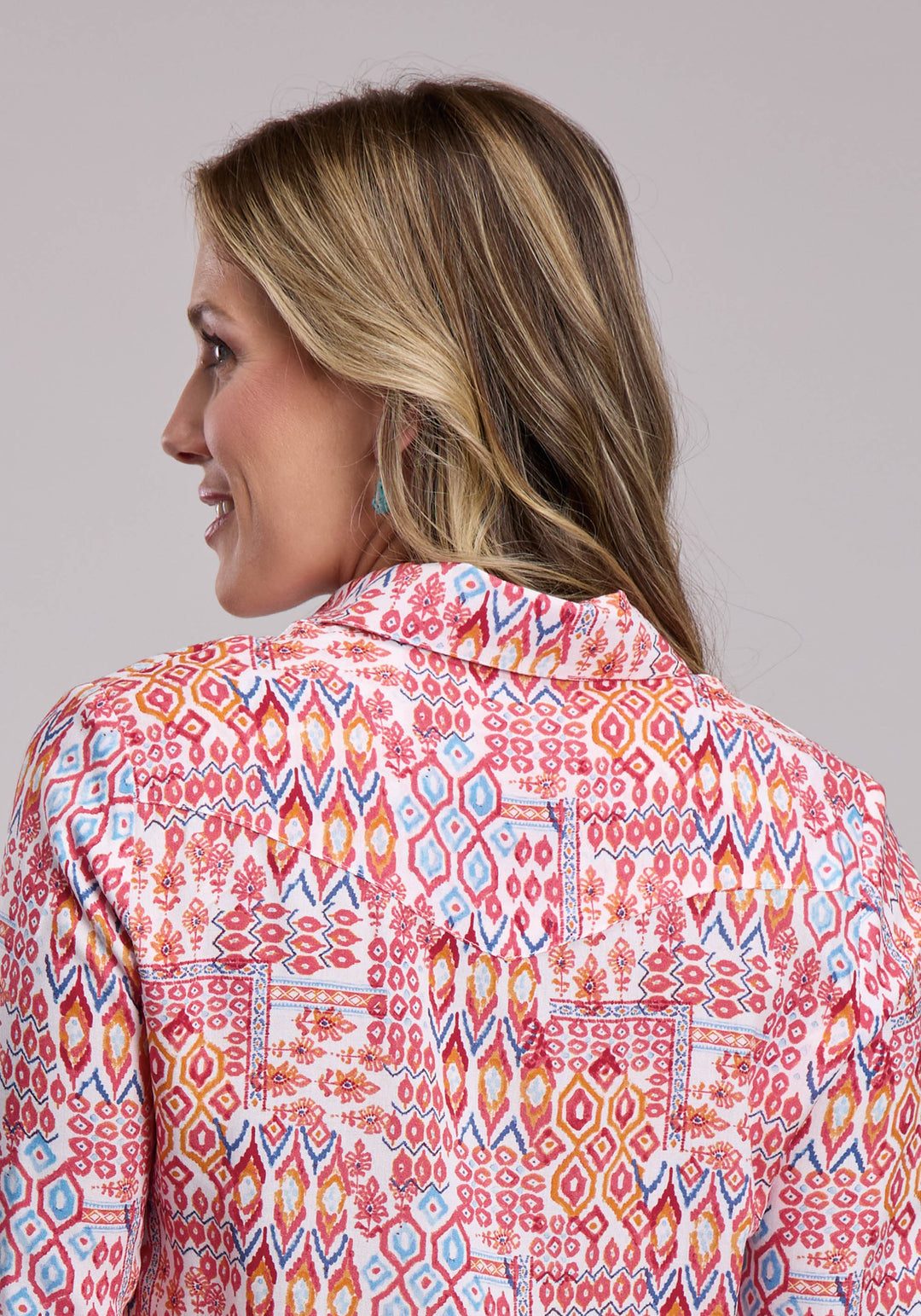 WOMENS ROPER AZTEC PATCHWORK LONG SLEEVE SNAP SHIRT