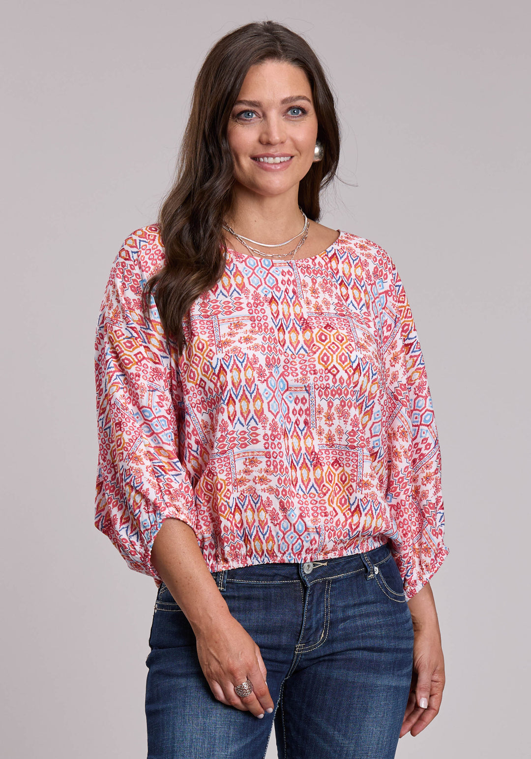 WOMENS ROPER AZTEC PATCHWORK LONG SLEEVE SHIRT