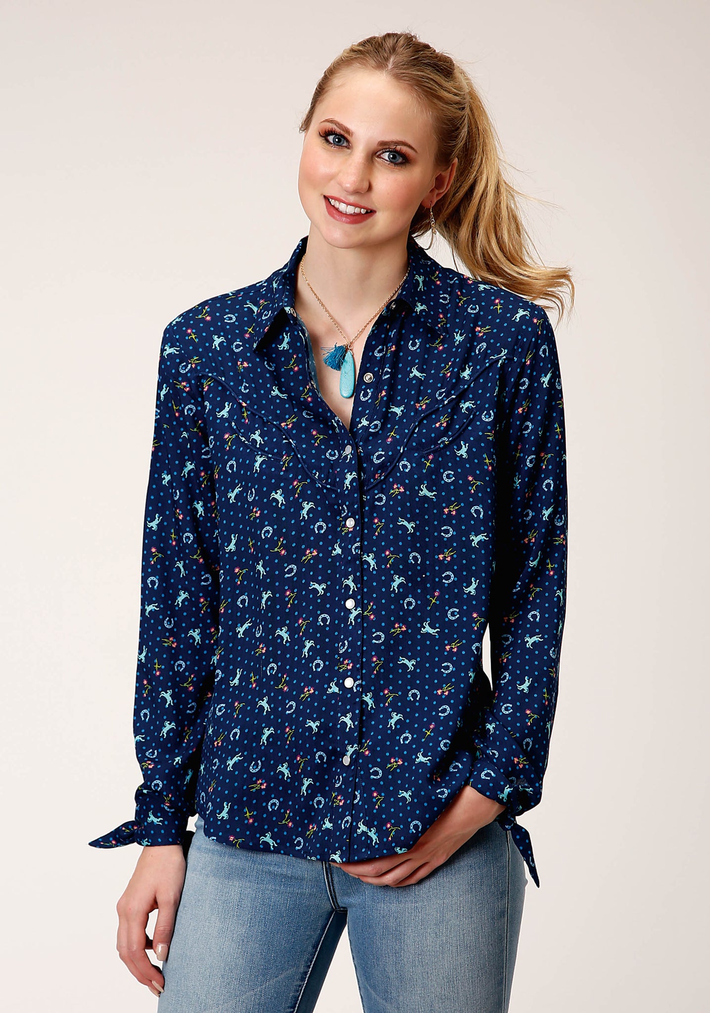 blouse with horse print