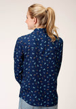 WOMENS HORSE PRINT RAYON LONG SLEEVE SNAP WESTERN SHIRT