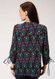 WOMENS PURPLE JEWEL TONE PAISLEY PRINT LONG SLEEVE WESTERN SHIRT