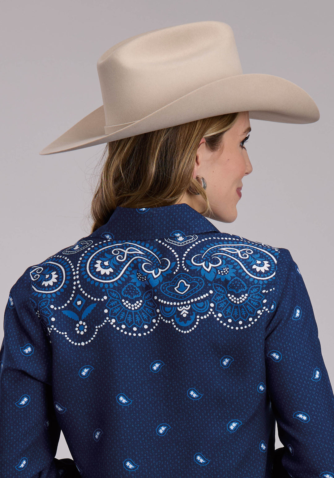 WOMENS ROPER BANDANA BORDER PRINT WESTERN SNAP SHIRT