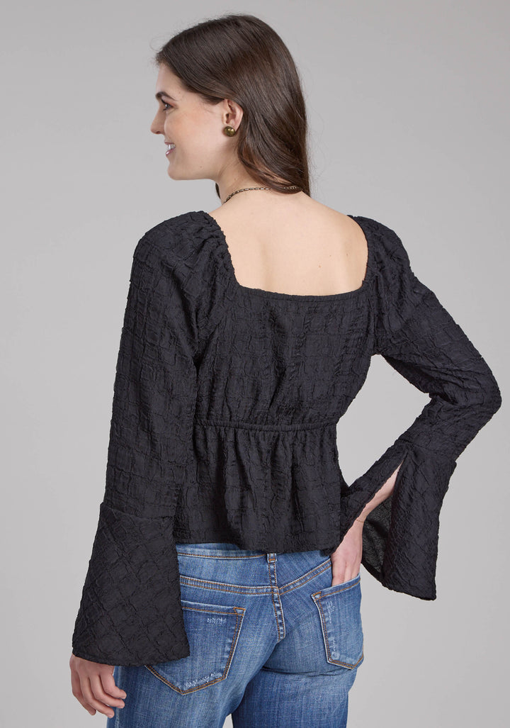 WOMENS DOUBLE CLOTH BLOUSE, LONG SLEEVE PULLOVER WESTERN SHIRT