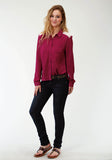 WOMENS WINE LONG SLEEVE WESTERN SHIRT