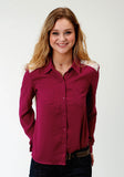 WOMENS WINE LONG SLEEVE WESTERN SHIRT